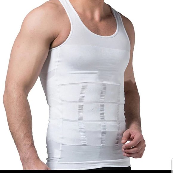 Men's Slimming Body Shaper Waist Trainer Vest Gym Tops Belly Compression Shirt - Picture 5 of 9